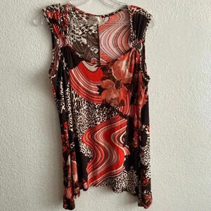 💥Lavish Retro Vibes Preowned Plus-size Multicolor Multi-Print Top